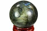 Flashy, Polished Labradorite Sphere - Great Color Play #105774-1